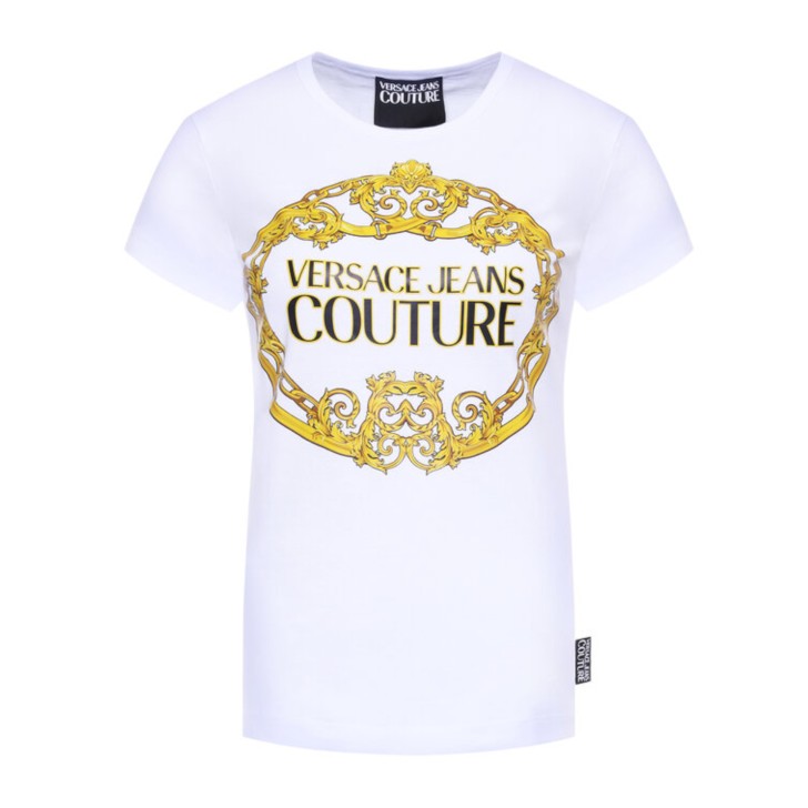 Versace Jeans Couture T-shirt da Donna Bianca con Maxi stampa 