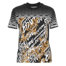 Versace Jeans Couture T-shirt in cotone a manica corta con stampa Logo Brush Couture All Over