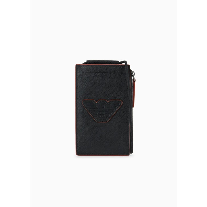 EMPORIO ARMANI WALLET BLACK/ORANGE DETAIL