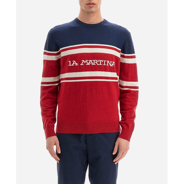 LA MARTINA MAN SWEATER CREW NECK LAMBSCOT BarbadosCherry/Navy 