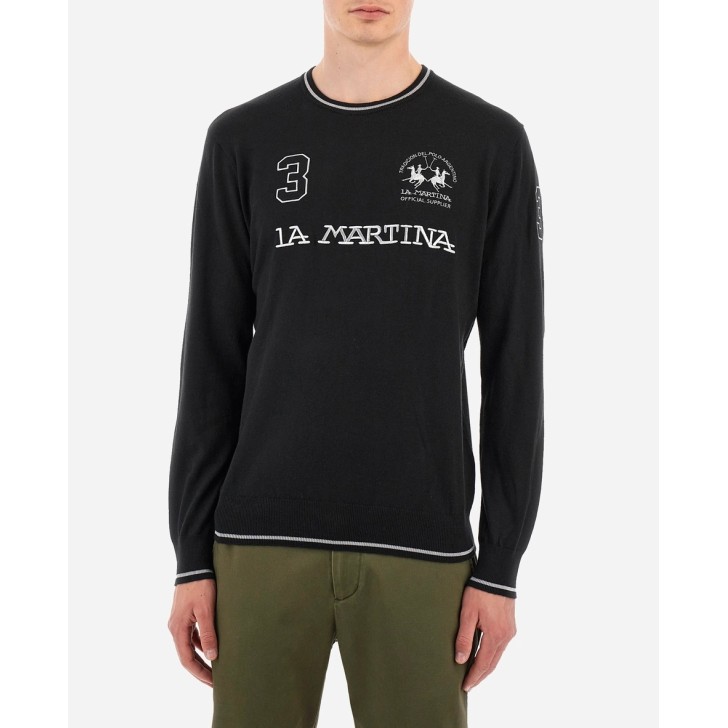 LA MARTINA MAN SWEATER LAMBSCOT Black/Silver        