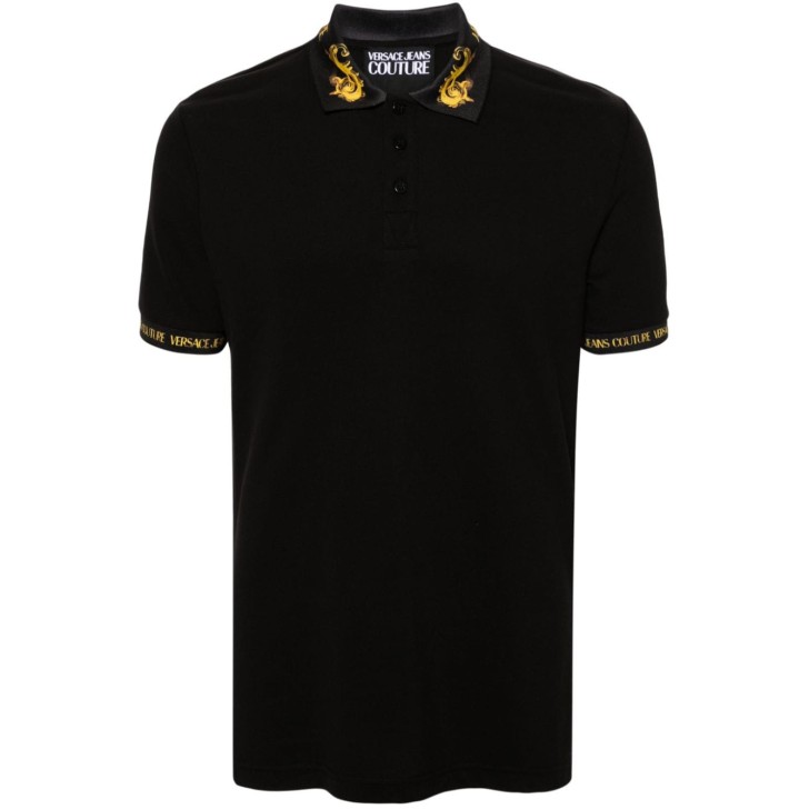 VERSACE JEANS COUTURE POLO  BLACK + GOLD
