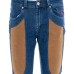 Jeckerson Jeans denim blu cinque tasche con toppe in Alcantara cammello
