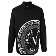 Versace Jeans Couture Camicia da Uomo Nera con maxi stampa a contrasto