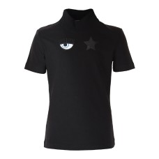 Chiara Ferragni T-shirt a manica corta nera in cotone con logo Eyestar