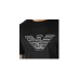 Emporio Armani T-shirt nera a manica corta in jersey misto Tencel con logo Aquila ricamato