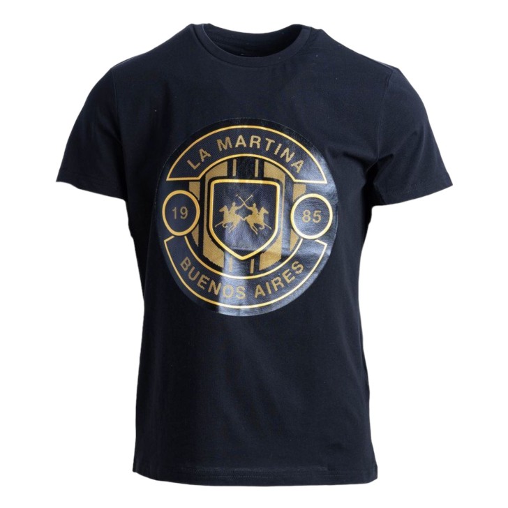 La Martina T-shirt da Uomo Nera Logo a contrasto 