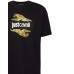 Just Cavalli T-shirt nera in jersey di cotone a manica corta con logo stampato