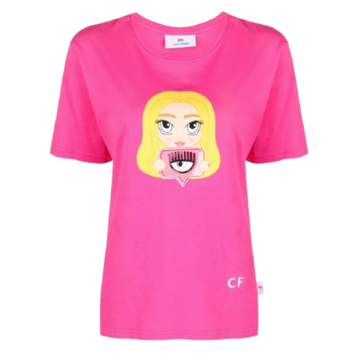 Chiara Ferragni  T-shirt Rosa con logo nella parte anteriore 