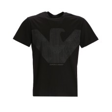 Emporio Armani T-shirt Blu Navy da Uomo con stampa maxi aquila 