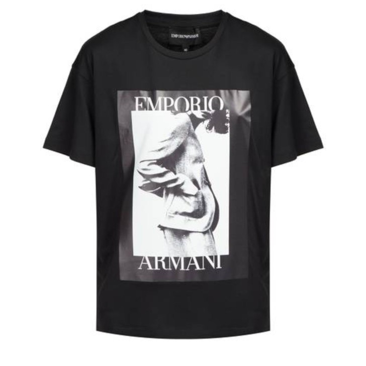 Emporio Armani T-shirt a manica corta Nera con Maxi stampa 