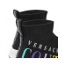 Versace Jeans Couture Sneakers a calza nera da donna con logo laterale multicolore