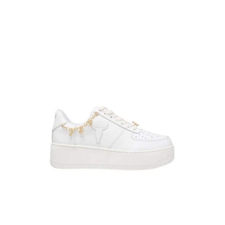Windsor Smith Sneakers Bianca con logo e catenella in oro laterale