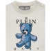 Philipp Plein T-shirt a manica corta bianca in cotone con logo PLEIN BABY e orsetto TEDDY stampato